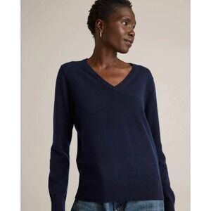 Quince 100% Mongolian Cashmere V-Neck Sweater True Navy M NWT Soft Luxury